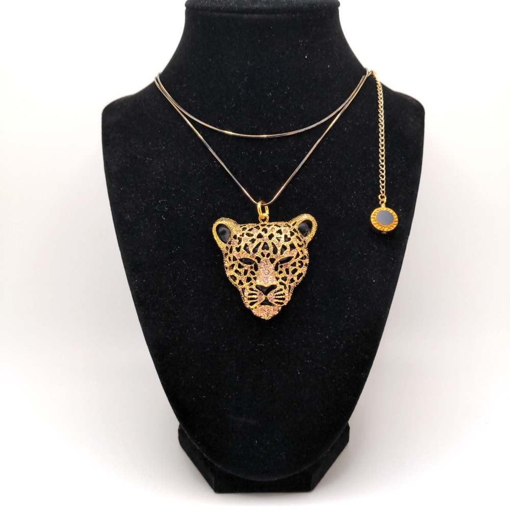 Jungle Cat Long Pendant Necklace